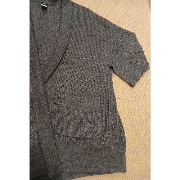 J crew womens XL Fine alpaca cardigan Wool sweater dark gray with pockets - Picture 3 of 8